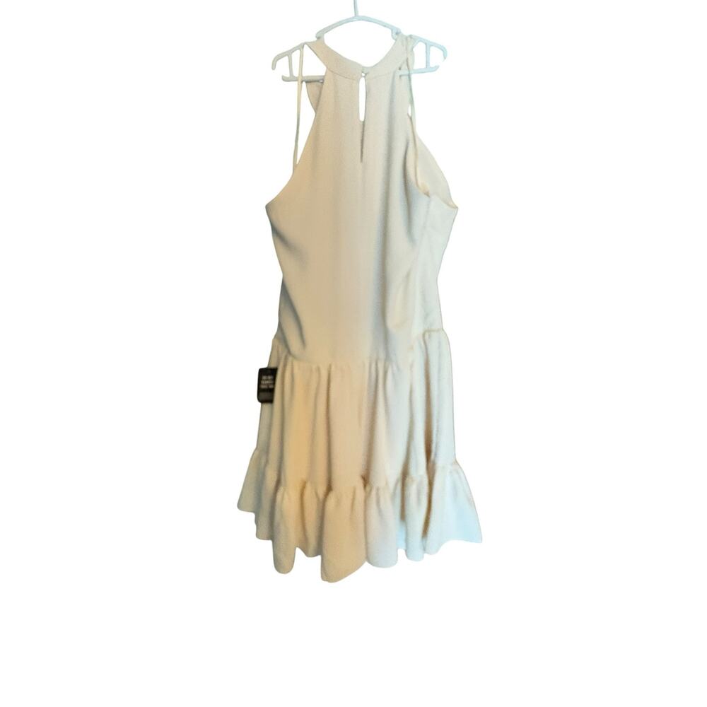 Express Cream Scallood Front Halter Style Tiered Short Sleeveless Dress NWT sz S - Picture 7 of 10